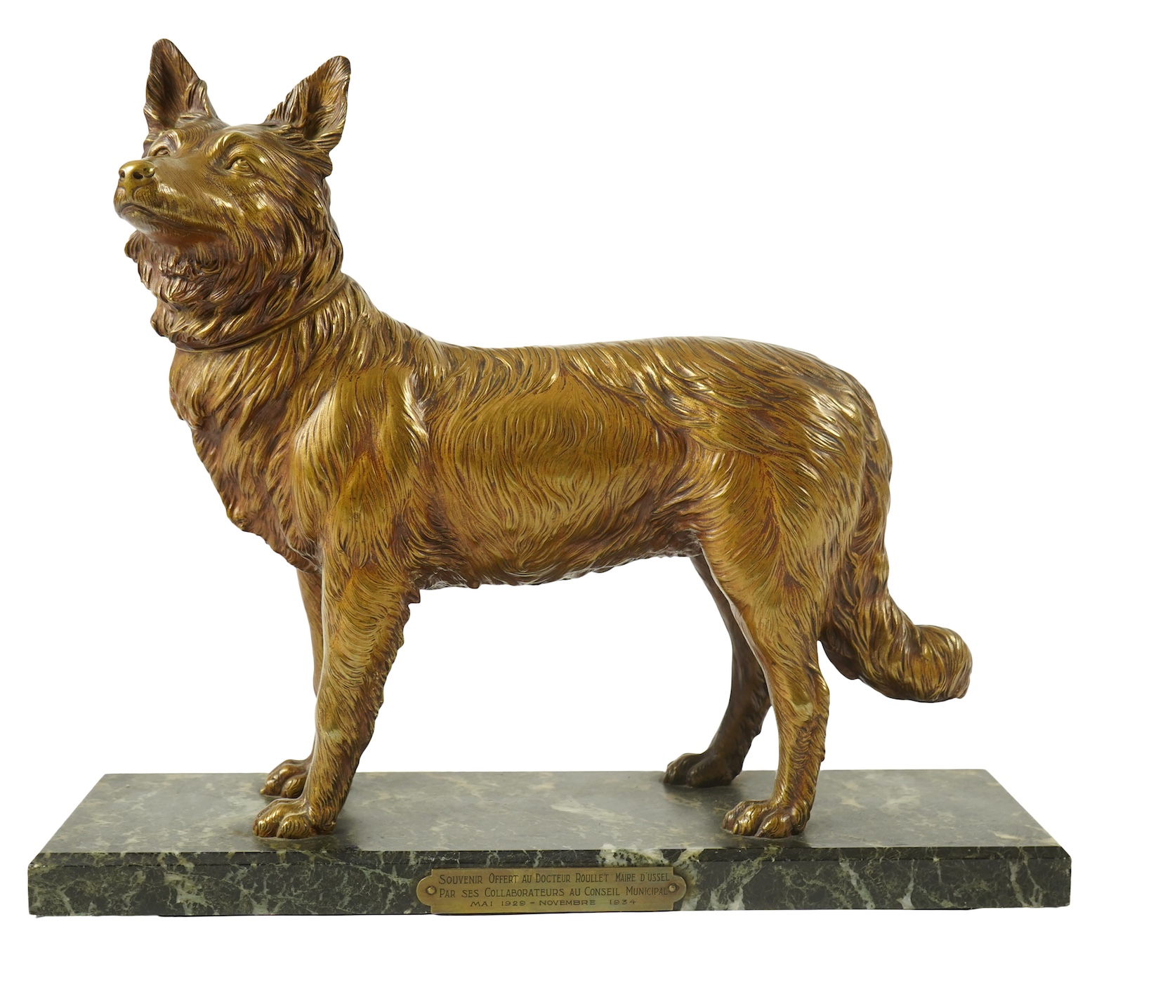 Attributed to Demétre H. Chiparus (Romanian, 1886-1947), a gilded bronze figure of a German Shepherd dog